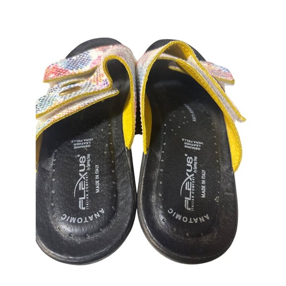 Flexus Anatomical Slide Sandals Womens Size 7.5-8 Multi-Color Pattern Leather - Picture 5 of 6